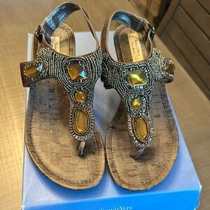 Simply Vera Vera Wang Brown Sandals with Ornate Beadwork